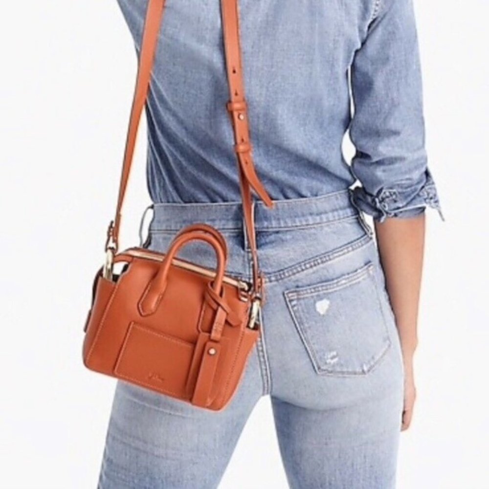 J.Crew - Harper Mini Satchel, Italian Leather - Burning Pecan, 7.3 x 5.5 x 3.5